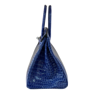 Hermès Birkin 35 Bleu Electrique Niloticus Crocodile Palladium Hardware