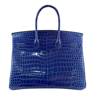 Hermès Birkin 35 Bleu Electrique Niloticus Crocodile Palladium Hardware