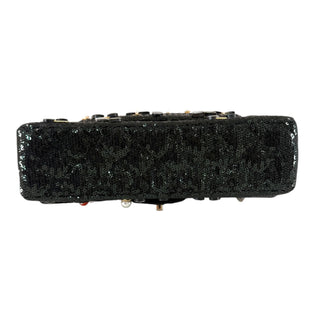 Chanel Sequin Embellished Floral Classic Flap Bag Black