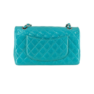 Chanel Classic Turquoise Double Flap Bag Patent Leather Silver-Tone Hardware