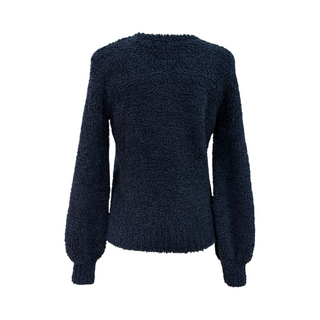 Chanel Navy CC Logo Bouclé Knit Sweater