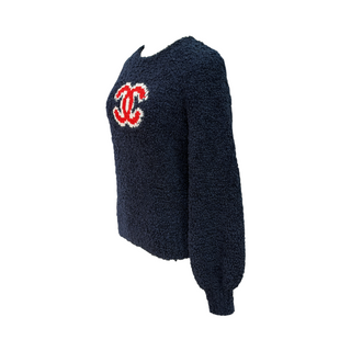 Chanel Navy CC Logo Bouclé Knit Sweater