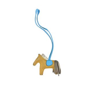 Hermès Rodeo Horse Bag Charm Gold Blue & Grey