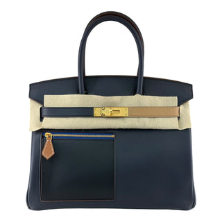 Hermès Birkin 30 HAC À Poches Bleu Marine Swift Leather Gold Hardware