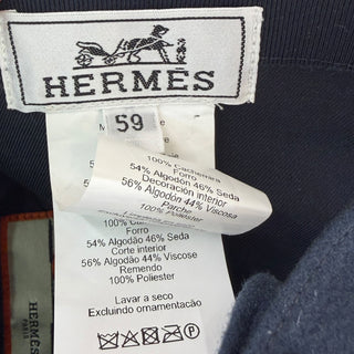 Hermès Navy Cashmere H Embroidered Baseball Cap Size 59