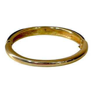Christian Dior Gold-Tone Crystal & Black Enamel Hinged Bangle