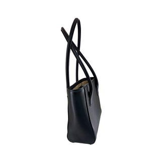 Chanel Black Smooth Leather CC Logo Shoulder Tote Bag Gold Hardware