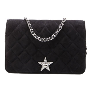 Chanel Black Suede Cocostellar Chain Wallet Bag
