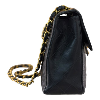 Vintage Chanel Jumbo XL Black Quilted Lambskin 24K Gold Hardware