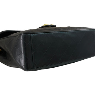 Vintage Chanel Jumbo XL Black Quilted Lambskin 24K Gold Hardware