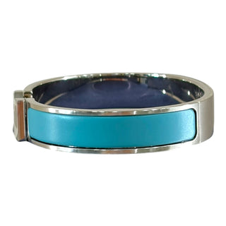 Hermès Clic H Bracelet PM Turquoise Enamel Palladium Hardware