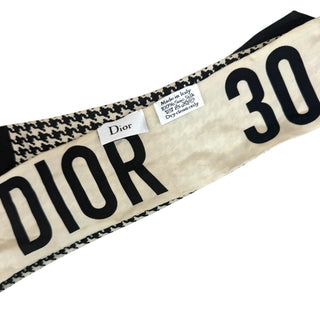Christian Dior Black & Ivory 30 Montaigne Houndstooth Silk Mitzah Scarf