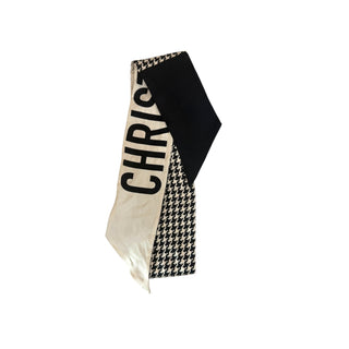 Christian Dior Black & Ivory 30 Montaigne Houndstooth Silk Mitzah Scarf