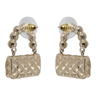 Chanel Gold Tone Mini Classic Flap Bag & Pearl Drop Earrings