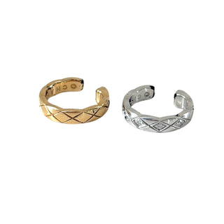 Chanel Gold & Silver Quilted Crystal Ear Cuff Set