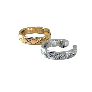 Chanel Gold & Silver Quilted Crystal Ear Cuff Set