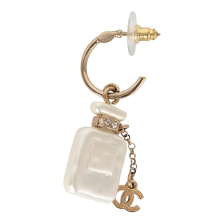Chanel No.5 Pearl Effect Perfume Bottle CC Crystal Drop Earrings