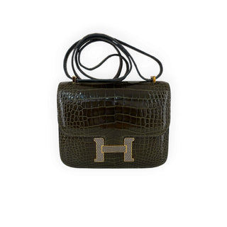 Hermès Vert Véronèse Constance 18 Alligator / Lizard Gold Hardware