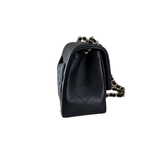 Chanel Black Quilted Lambskin Mini Square Flap Bag Gold-Tone Hardware