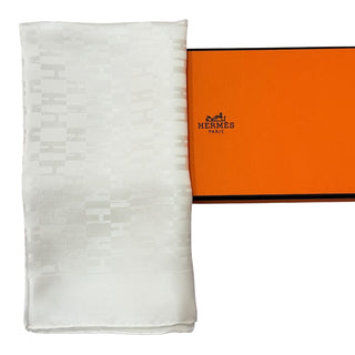 Hermès White H Jacquard Silk Scarf