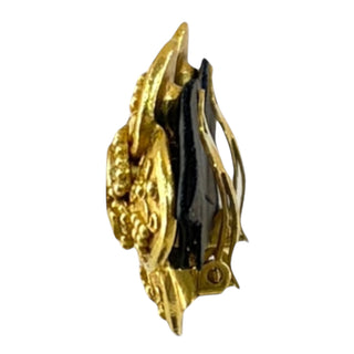 Chanel Vintage Gold Tone CC Quatrefoil Floral Clip-On Earrings