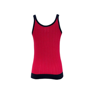 Chanel Red & Navy Ribbed Knit Sleeveless Top