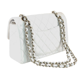 Chanel Small Classic Double Flap Bag White Caviar Leather Champagne Gold Hardware