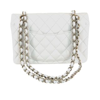 Chanel Small Classic Double Flap Bag White Caviar Leather Champagne Gold Hardware