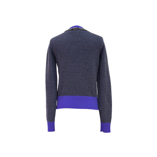 Chanel Grey & Purple Embellished Knit Cardigan
