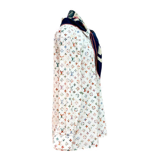 Louis Vuitton White Multicolore Monogram Cotton Shirt with Matching Scarf