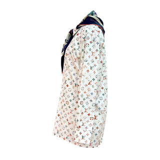 Louis Vuitton White Multicolore Monogram Cotton Shirt with Matching Scarf