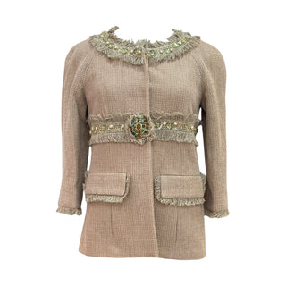 Chanel Beige Embellished Bouclé Knit Jacket