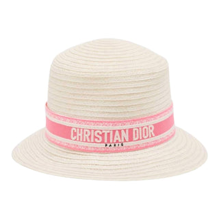 Christian Dior Paris Pink Logo Hemp Bucket Hat