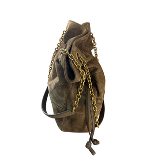 Saint Laurent Brown Suede Monogram Jamie Small Shopping Bag with Matching Pouch