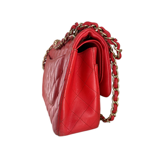 Chanel Red Quilted Caviar Leather Jumbo Classic Flap Bag Gold Hardware