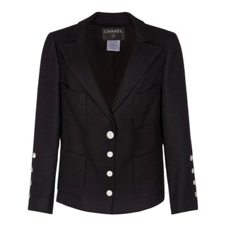 Chanel Black Textured Single-Breasted Tailored Jacket