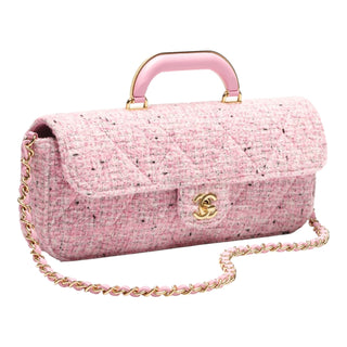 Chanel Pink Tweed Flap Handle Bag