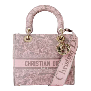 Christian Dior Mini Lady D-Lite Toile de Jouy Pink Embroidered Tote Bag