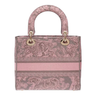 Christian Dior Mini Lady D-Lite Toile de Jouy Pink Embroidered Tote Bag
