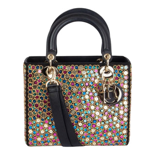 Christian Dior Multicolour Sequin Embellished Lady Dior Leather Handbag