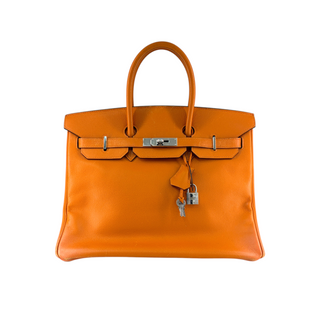 Hermès Orange Epsom Leather Birkin 35 Bag with Palladium Hardware