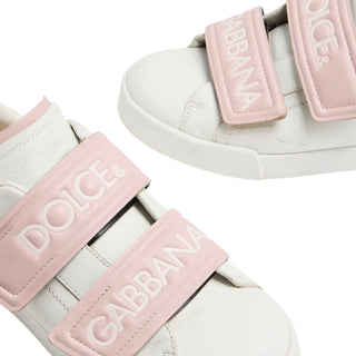 Dolce & Gabbana Portofino Logo Strap Leather Sneakers