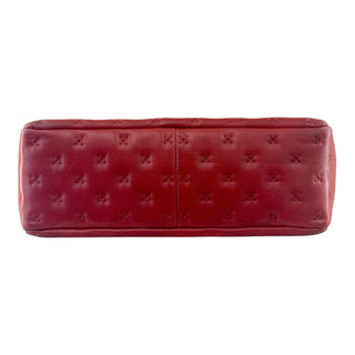 Chanel Red Embossed Lambskin Top Handle Flap Bag
