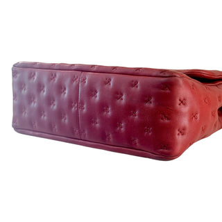 Chanel Red Embossed Lambskin Top Handle Flap Bag