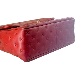 Chanel Red Embossed Lambskin Top Handle Flap Bag