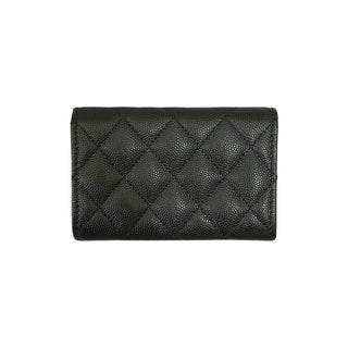 Chanel Black Caviar Leather Classic Card Holder Gold Hardware