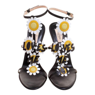Valentino Garavani Love Daisy Embellished Leather Heeled Sandals