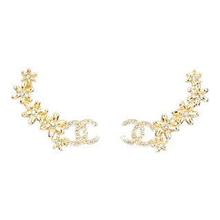 Chanel Gold Crystal CC Ear Cuffs