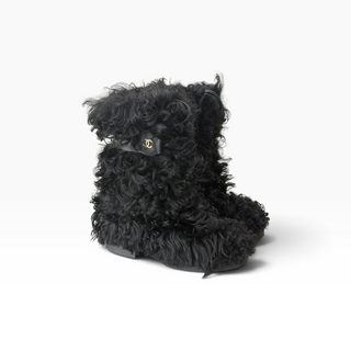 Chanel Black Shearling CC Boots EU 37.5