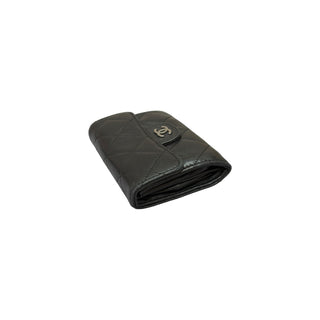Chanel Black Lambskin Classic Card Holder with Silver Hardware